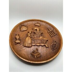 Vintage 3D Embossed Tray Kitchen Plate Wall Hanging Cottage Country Rustic USA